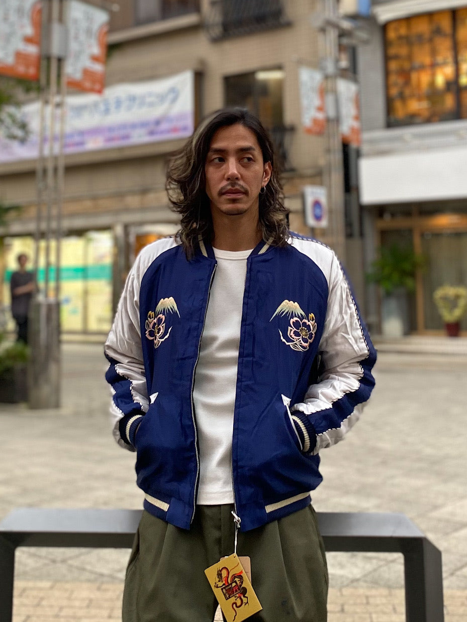 Mid 1950s Style Acetate Quilted Souvenir Jacket “RED TIGER” × “JAPAN MAP”