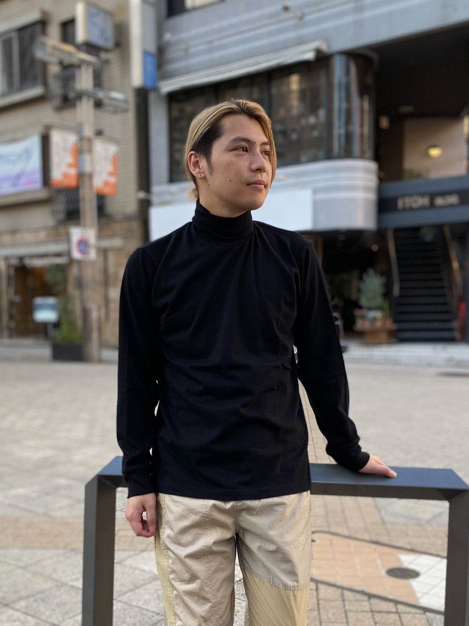 「丹後」度詰天竺(6オンス)サイドスリット テーパード タートルネック 長袖Tシャツ