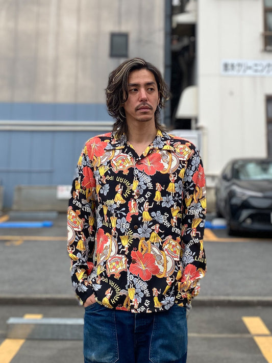 RAYON HAWAIIAN SHIRT "LOVELY HULA HANDS"