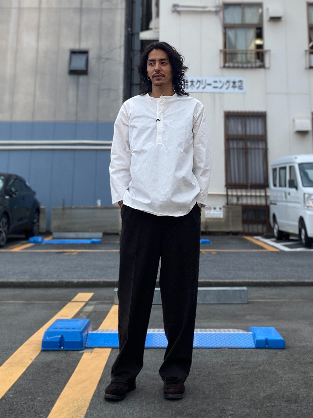 コットンツイルダンプ エアタンブラー クルーネック スリーピングシャツ