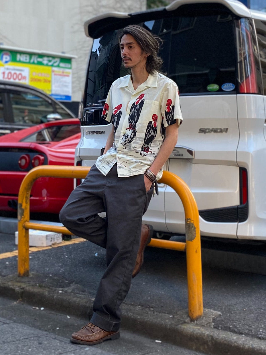 COTTON TYPEWRITER OPEN SHIRT “CONDOR”