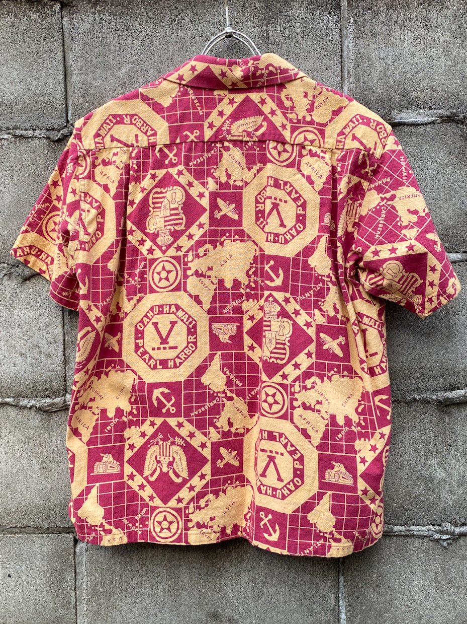 COTTON CANVAS OPEN SHIRT "PEARL HARBOR HAWAII"