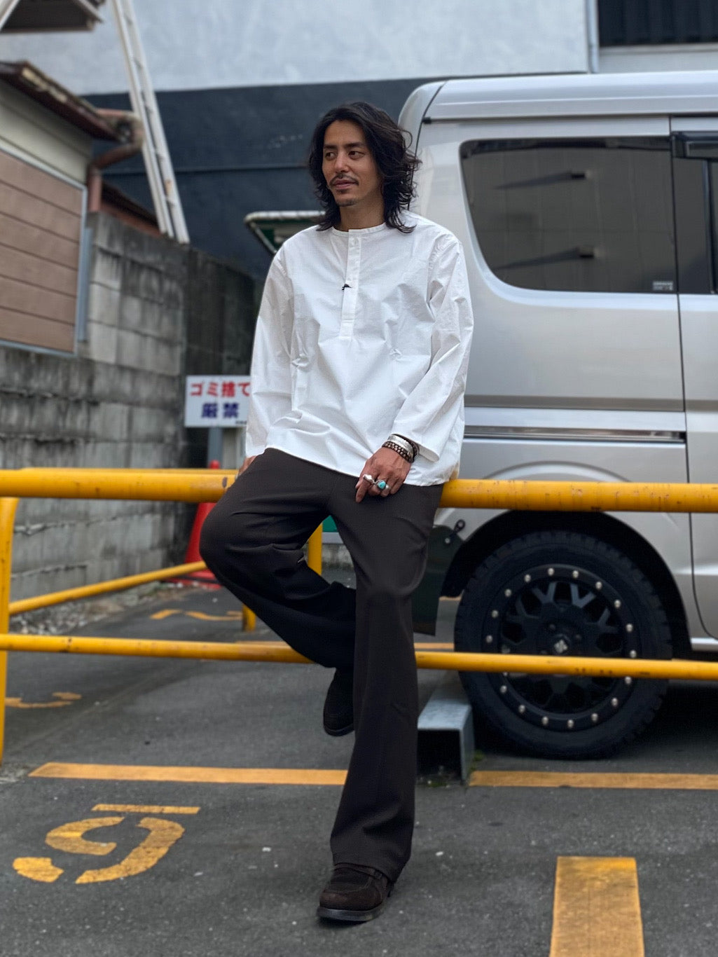 コットンツイルダンプ エアタンブラー クルーネック スリーピングシャツ