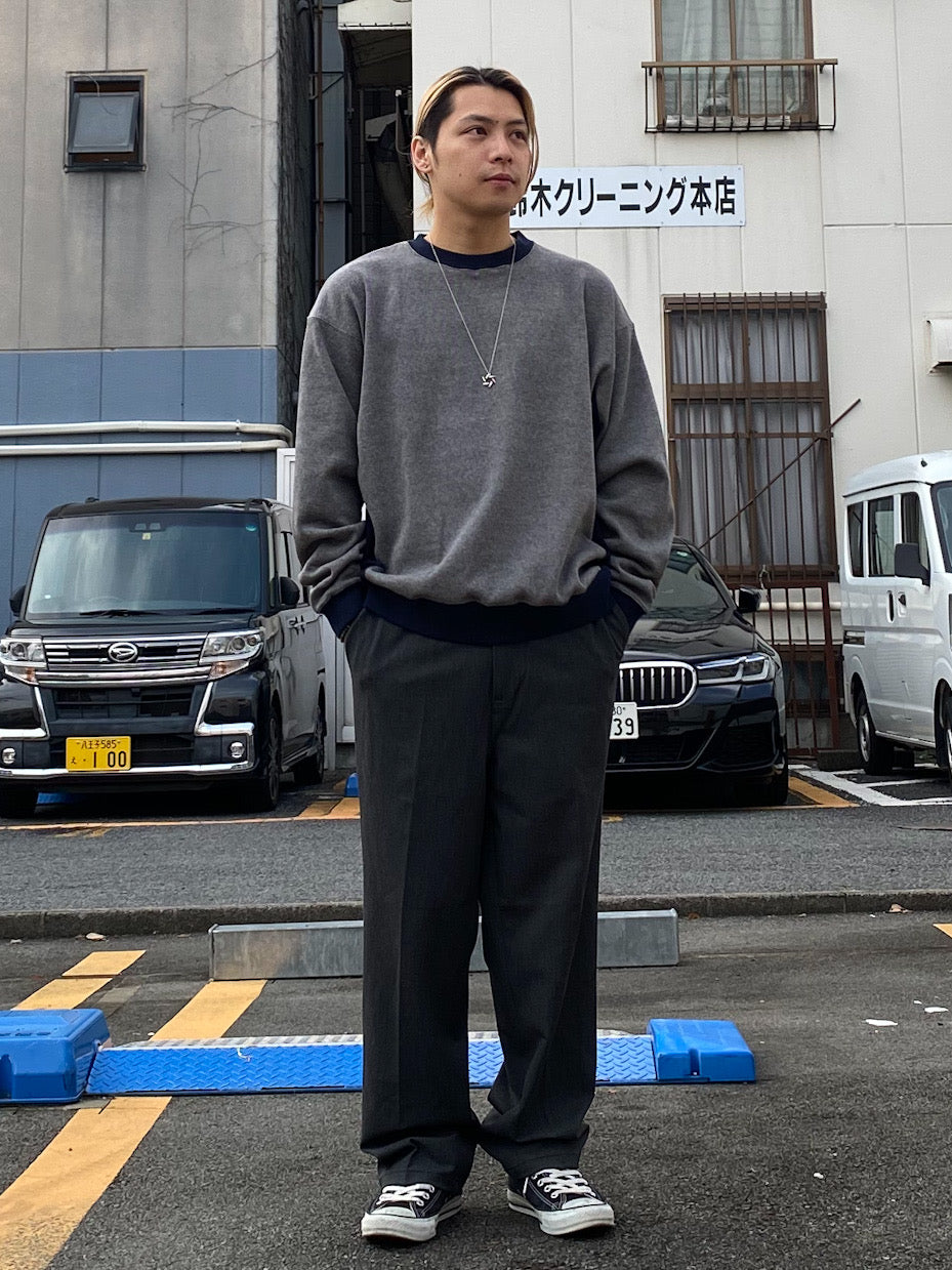 ボンバーヒート ツィード クルーネック スウェットライク