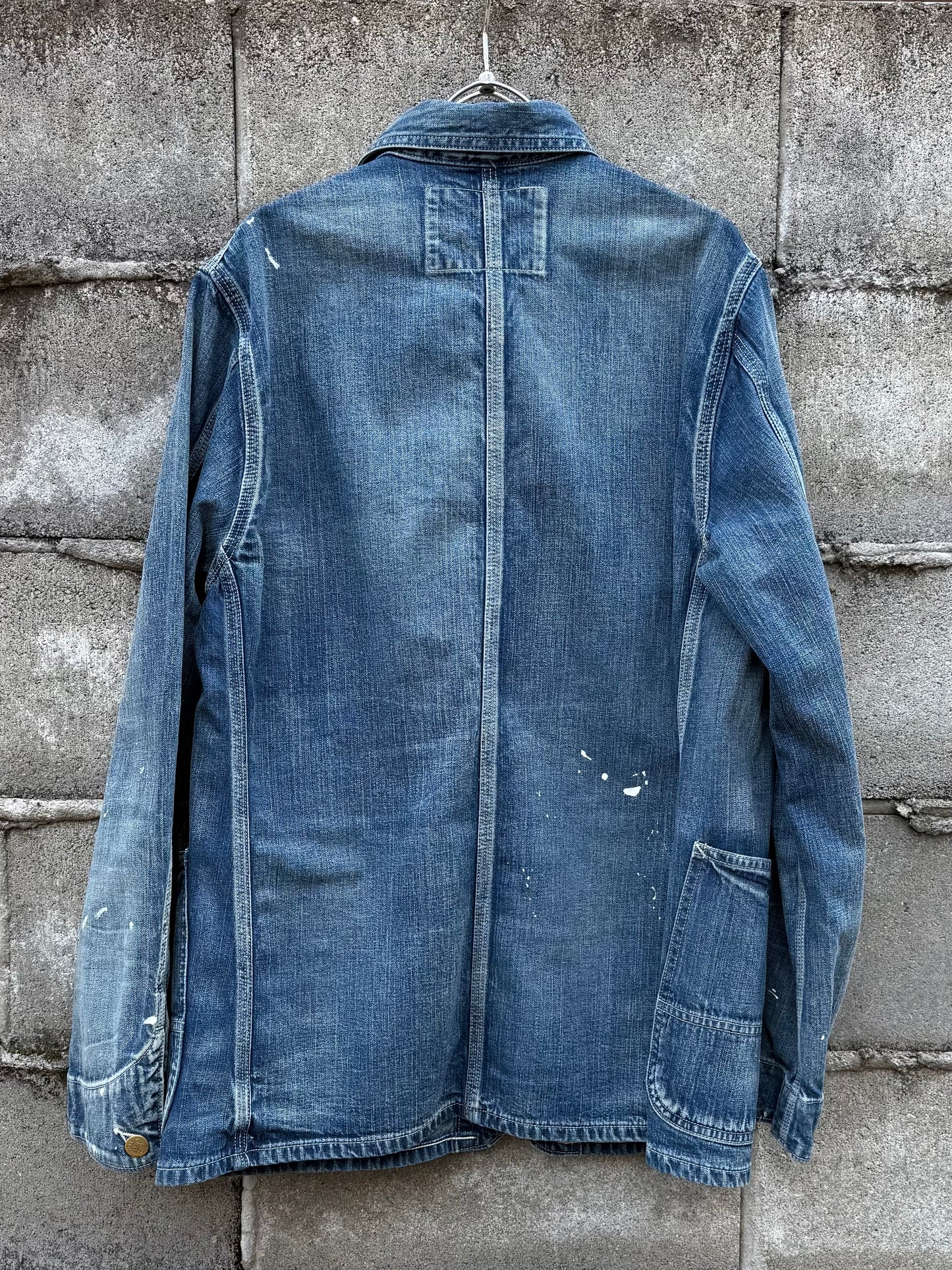 11oz. BLUE DENIM WORK COAT AGED MODEL