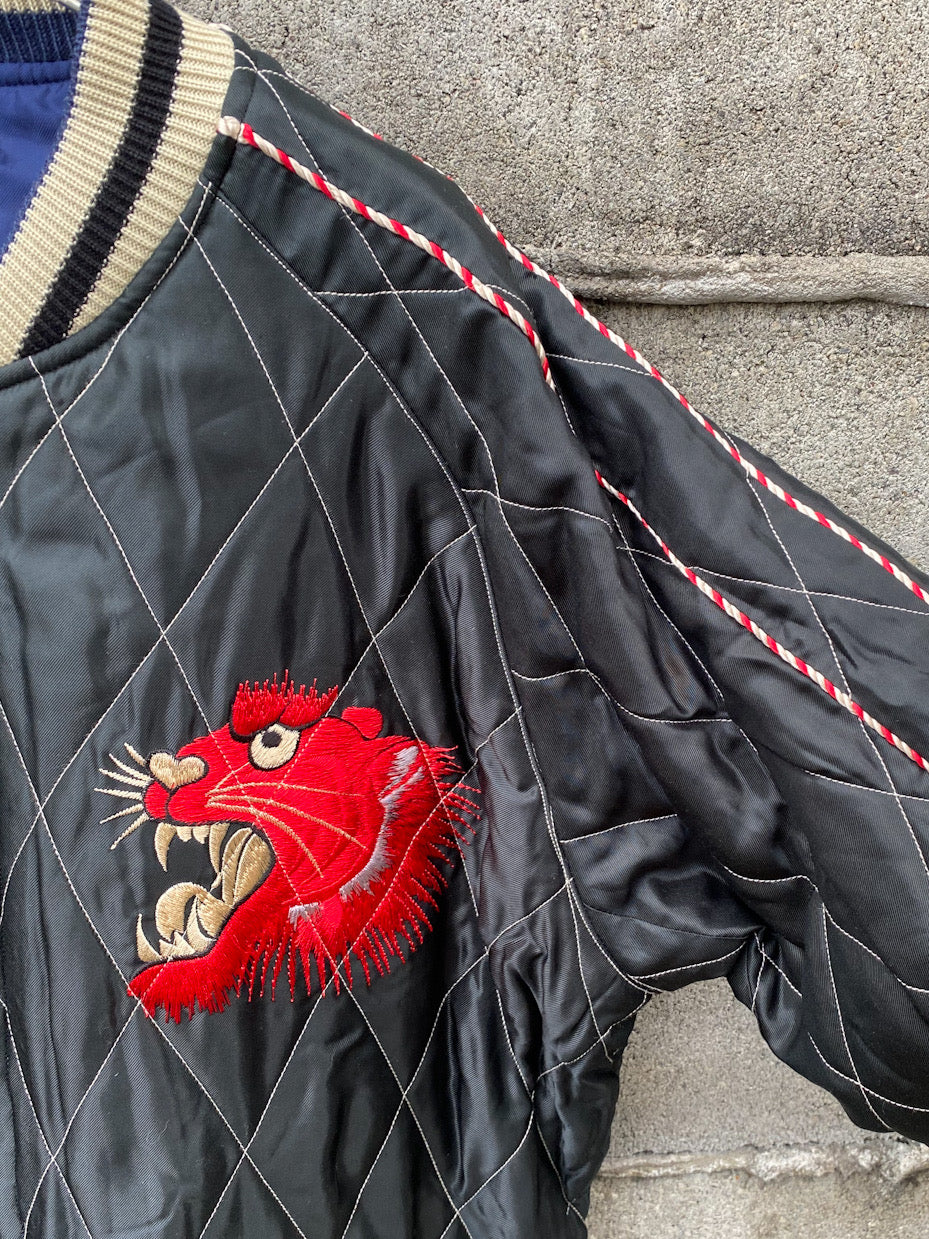 Mid 1950s Style Acetate Quilted Souvenir Jacket “RED TIGER” × “JAPAN MAP”