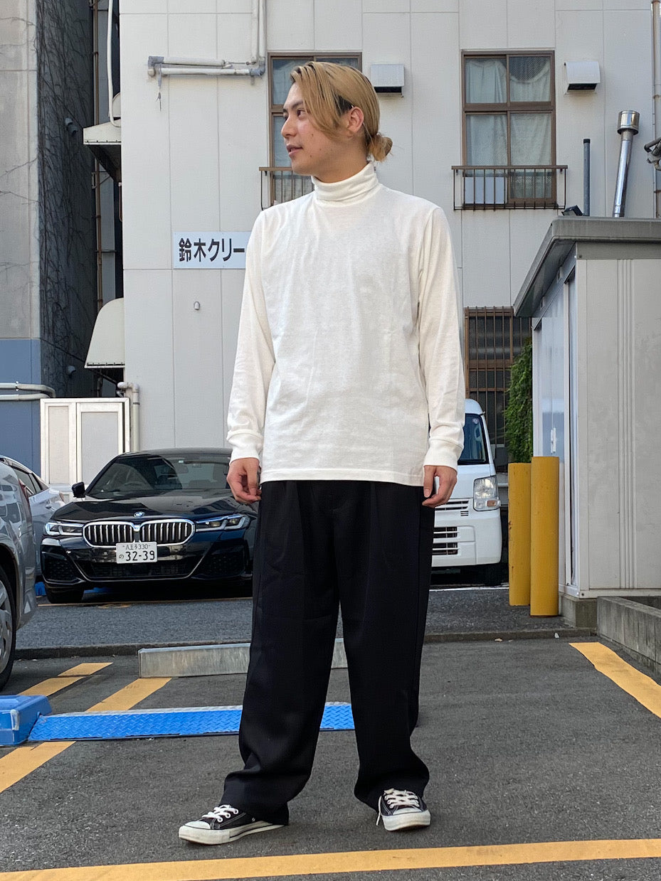 「丹後」度詰天竺(6オンス)サイドスリット テーパード タートルネック 長袖Tシャツ