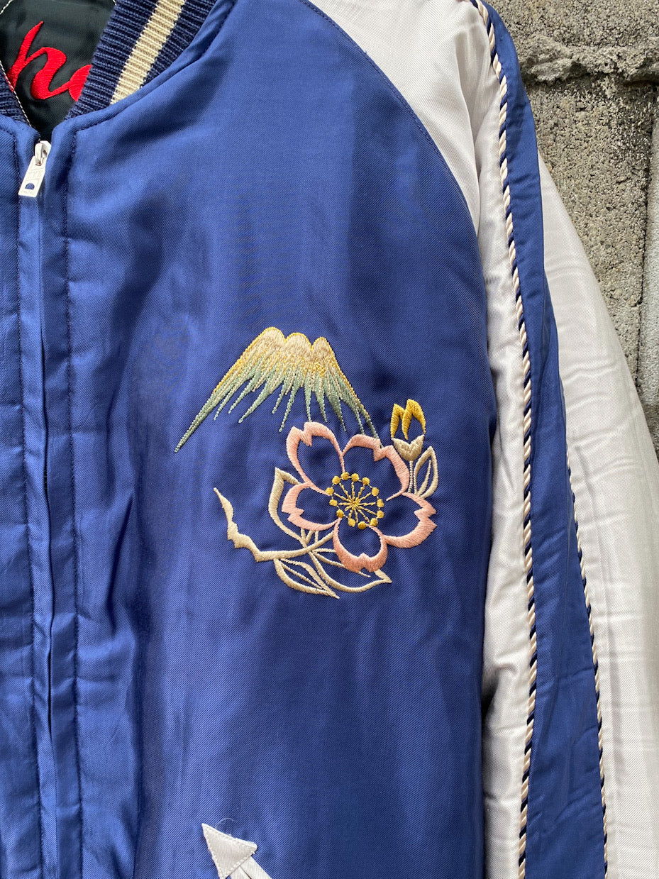 Mid 1950s Style Acetate Quilted Souvenir Jacket “RED TIGER” × “JAPAN MAP”