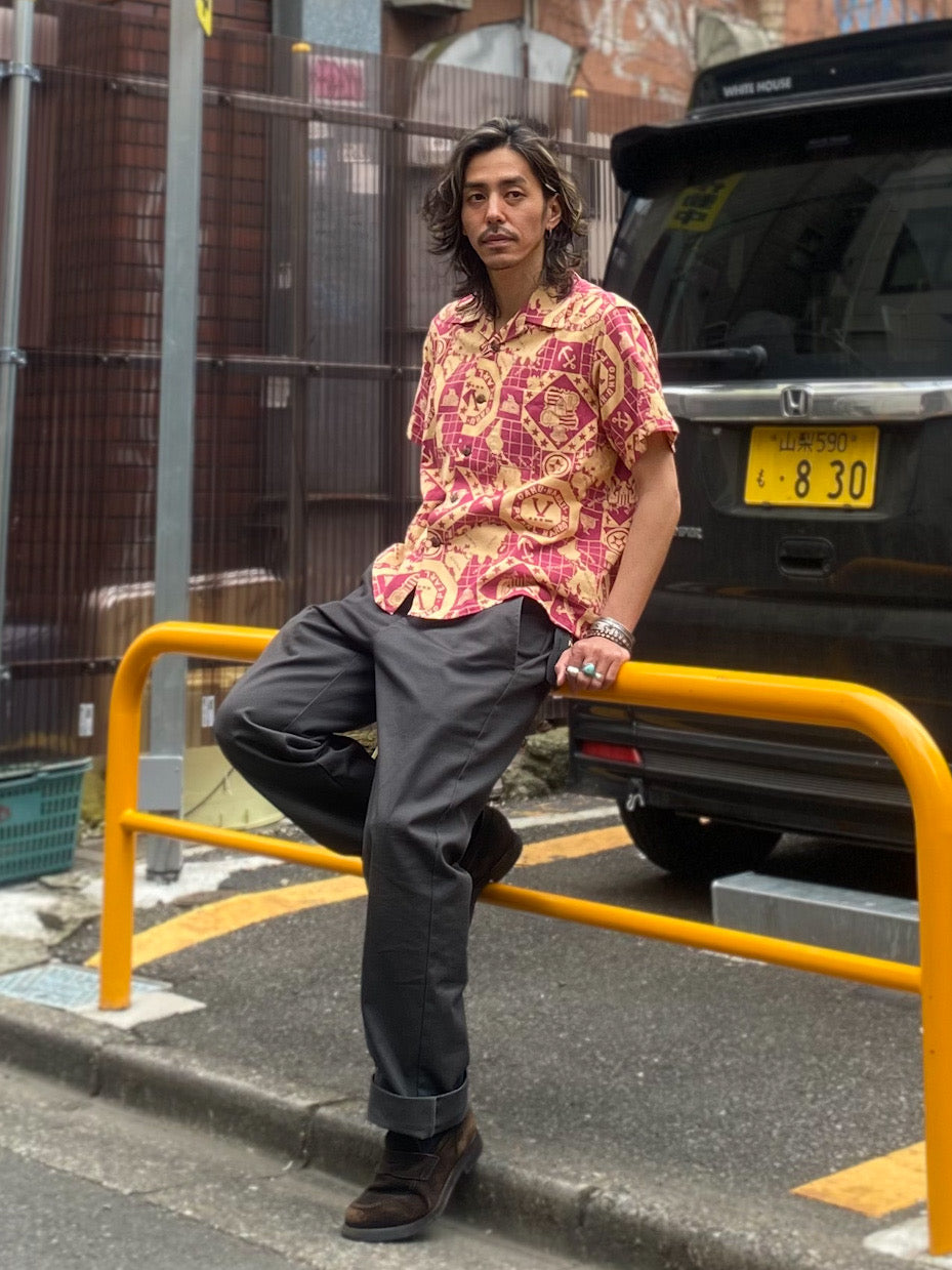 COTTON CANVAS OPEN SHIRT "PEARL HARBOR HAWAII"