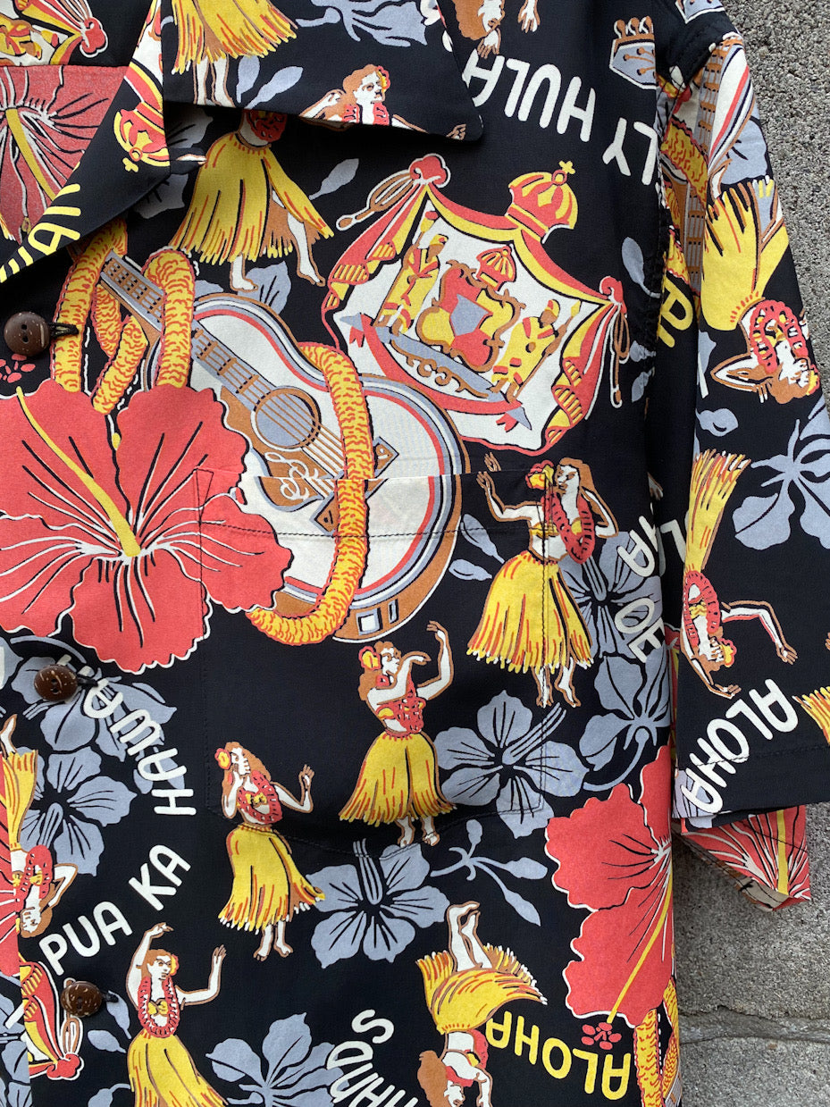 RAYON HAWAIIAN SHIRT "LOVELY HULA HANDS"