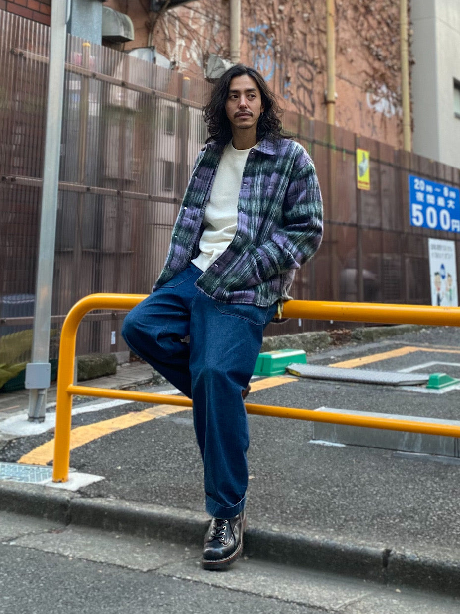 シャギーチェックルーズシャツブルゾン