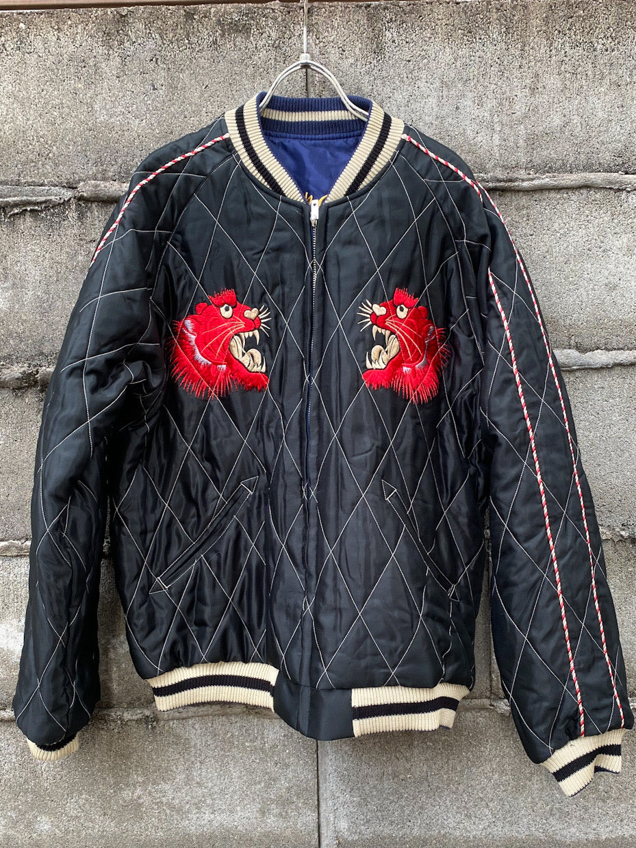 Mid 1950s Style Acetate Quilted Souvenir Jacket “RED TIGER” × “JAPAN MAP”