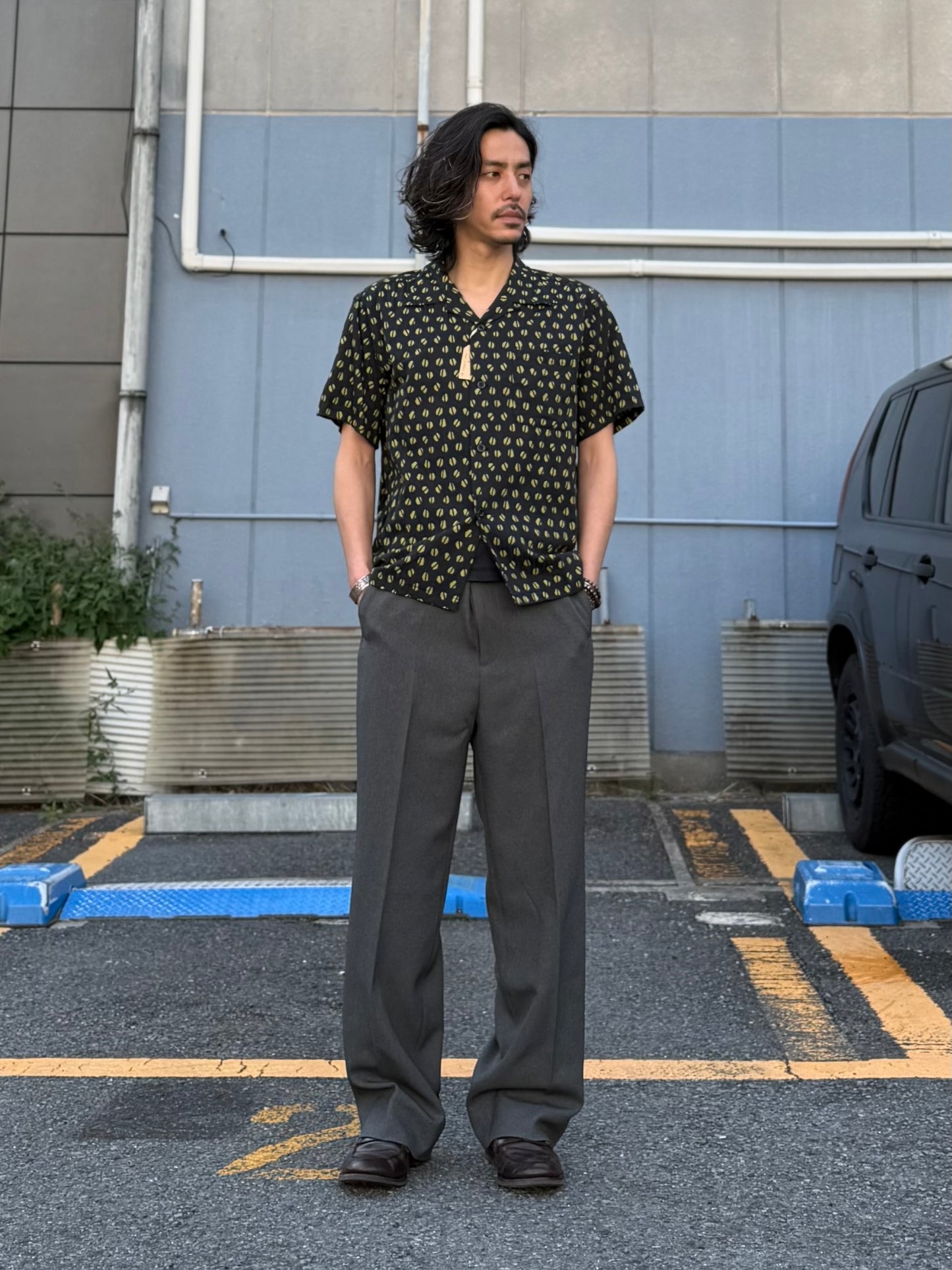 DOBBY COTTON OPEN SHIRT “BLUE MOUNTAIN”