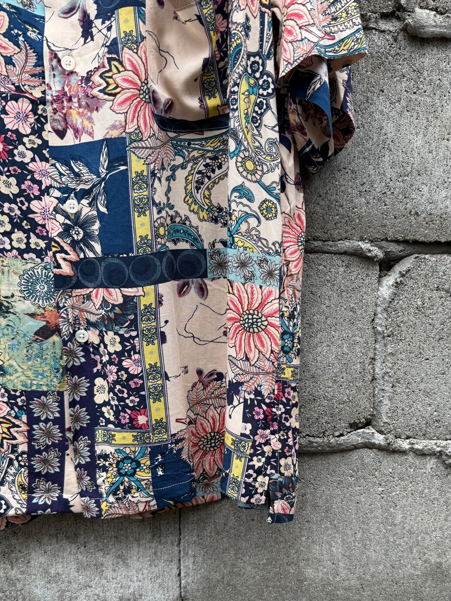 パターンオープンカラーハーフスリーブシャツ