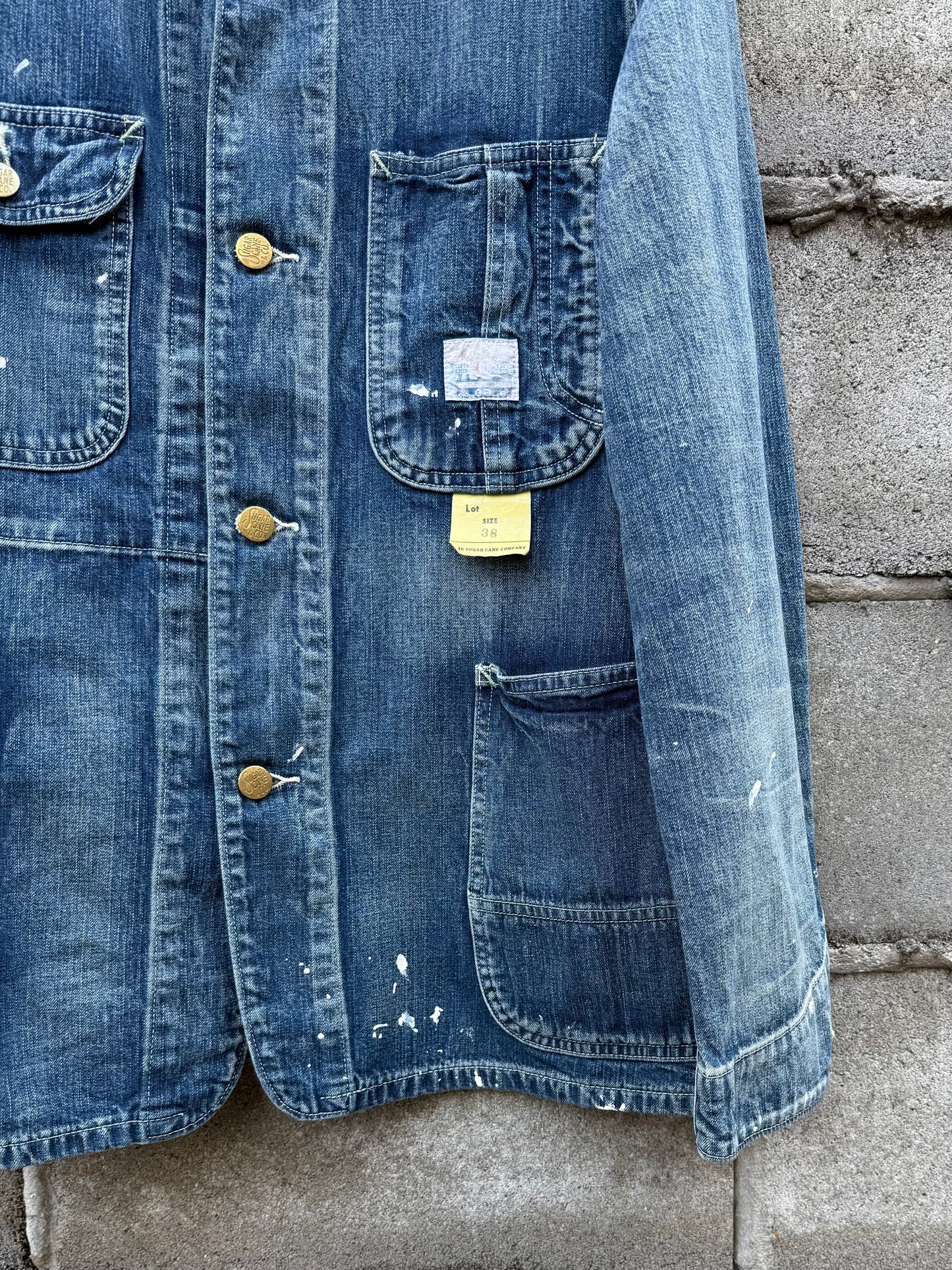 11oz. BLUE DENIM WORK COAT AGED MODEL