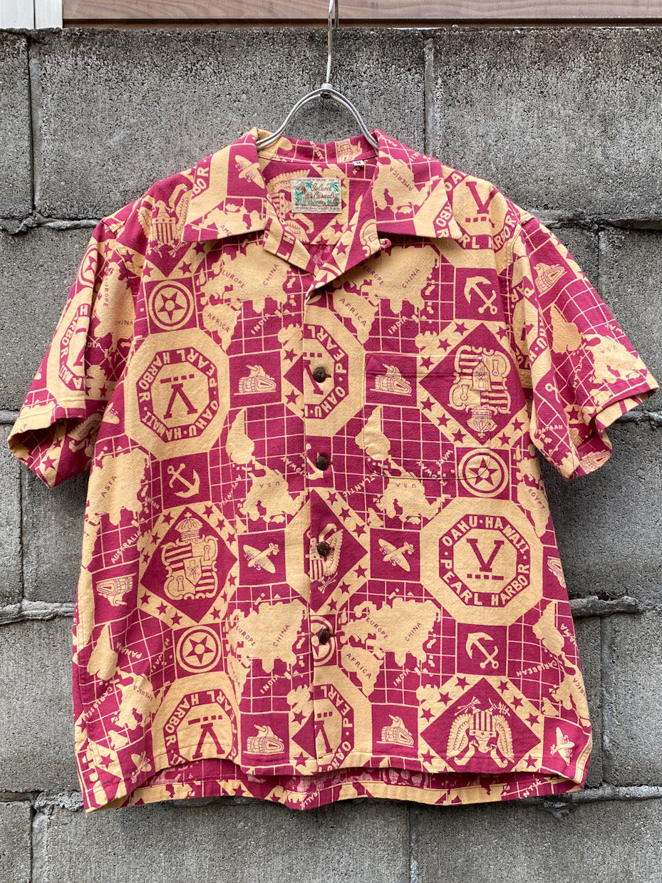 COTTON CANVAS OPEN SHIRT "PEARL HARBOR HAWAII"
