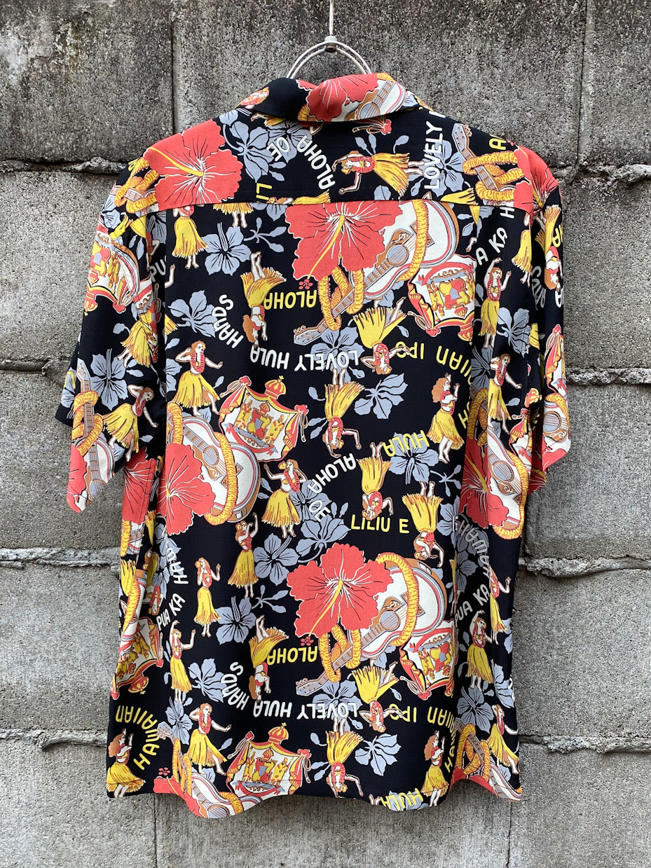 RAYON HAWAIIAN SHIRT "LOVELY HULA HANDS"