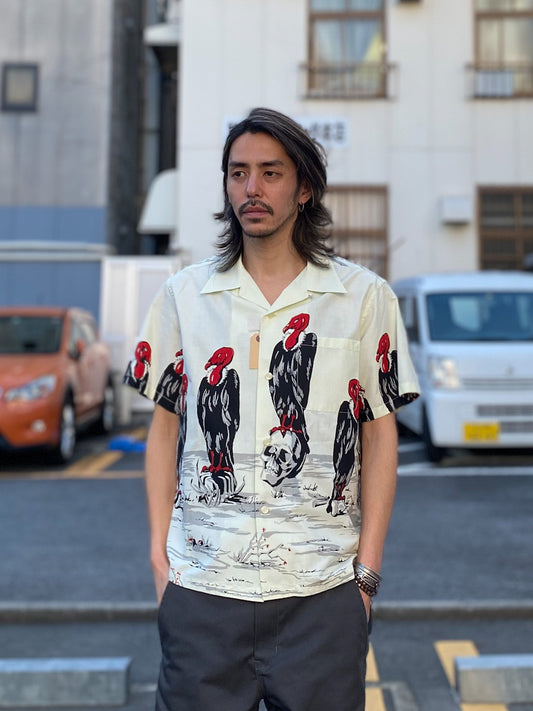 COTTON TYPEWRITER OPEN SHIRT “CONDOR”