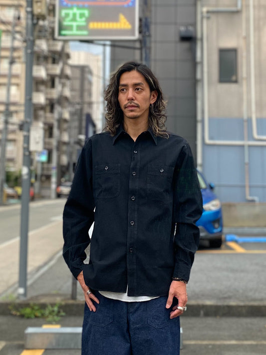 WILLIAM GIBSON COLLECTION BLACK CHAMBRAY WORK SHIRTS