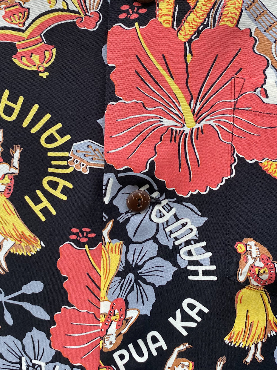RAYON HAWAIIAN SHIRT "LOVELY HULA HANDS"