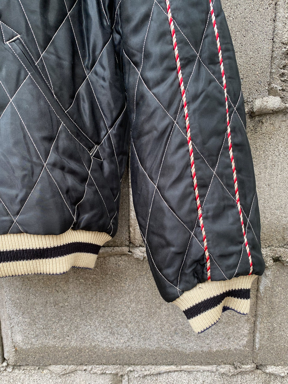Mid 1950s Style Acetate Quilted Souvenir Jacket “RED TIGER” × “JAPAN MAP”