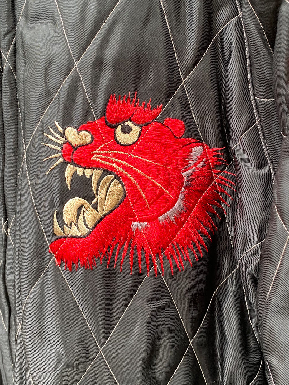 Mid 1950s Style Acetate Quilted Souvenir Jacket “RED TIGER” × “JAPAN MAP”