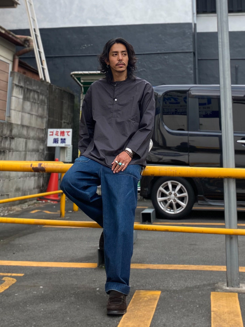 コットンツイルダンプ エアタンブラー クルーネック スリーピングシャツ