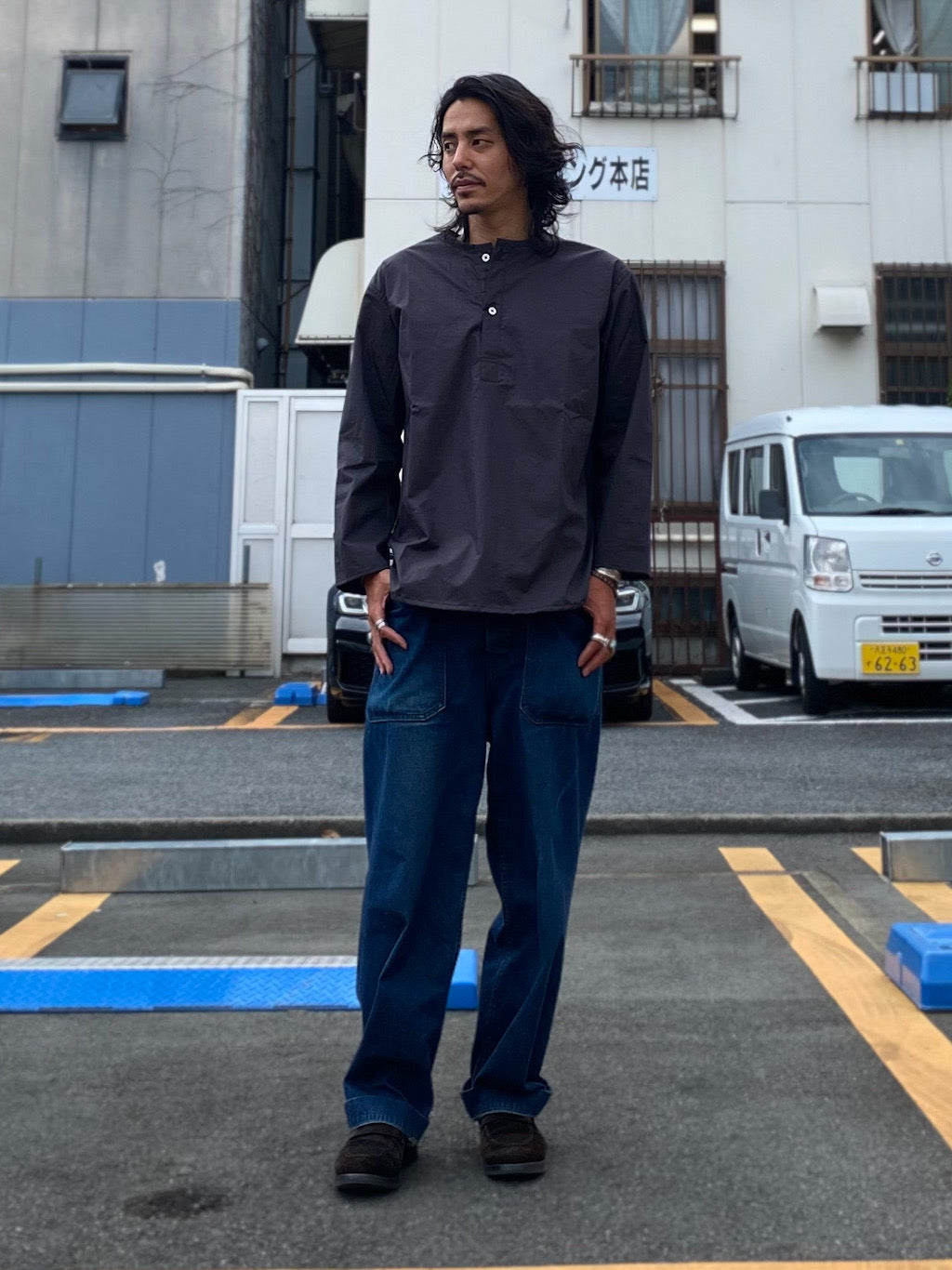 コットンツイルダンプ エアタンブラー クルーネック スリーピングシャツ