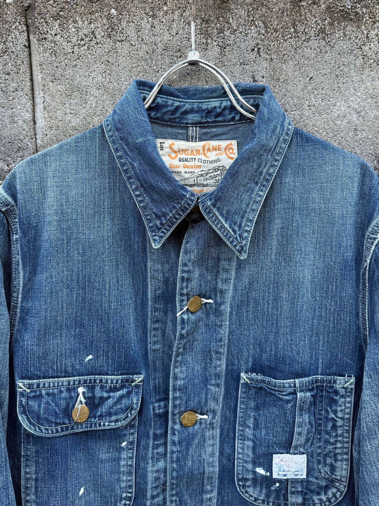 11oz. BLUE DENIM WORK COAT AGED MODEL