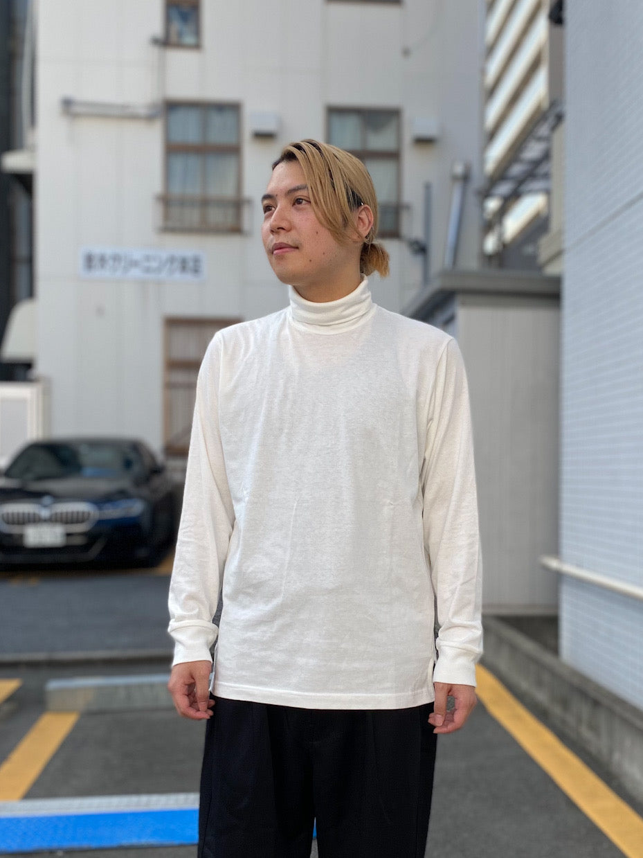 「丹後」度詰天竺(6オンス)サイドスリット テーパード タートルネック 長袖Tシャツ