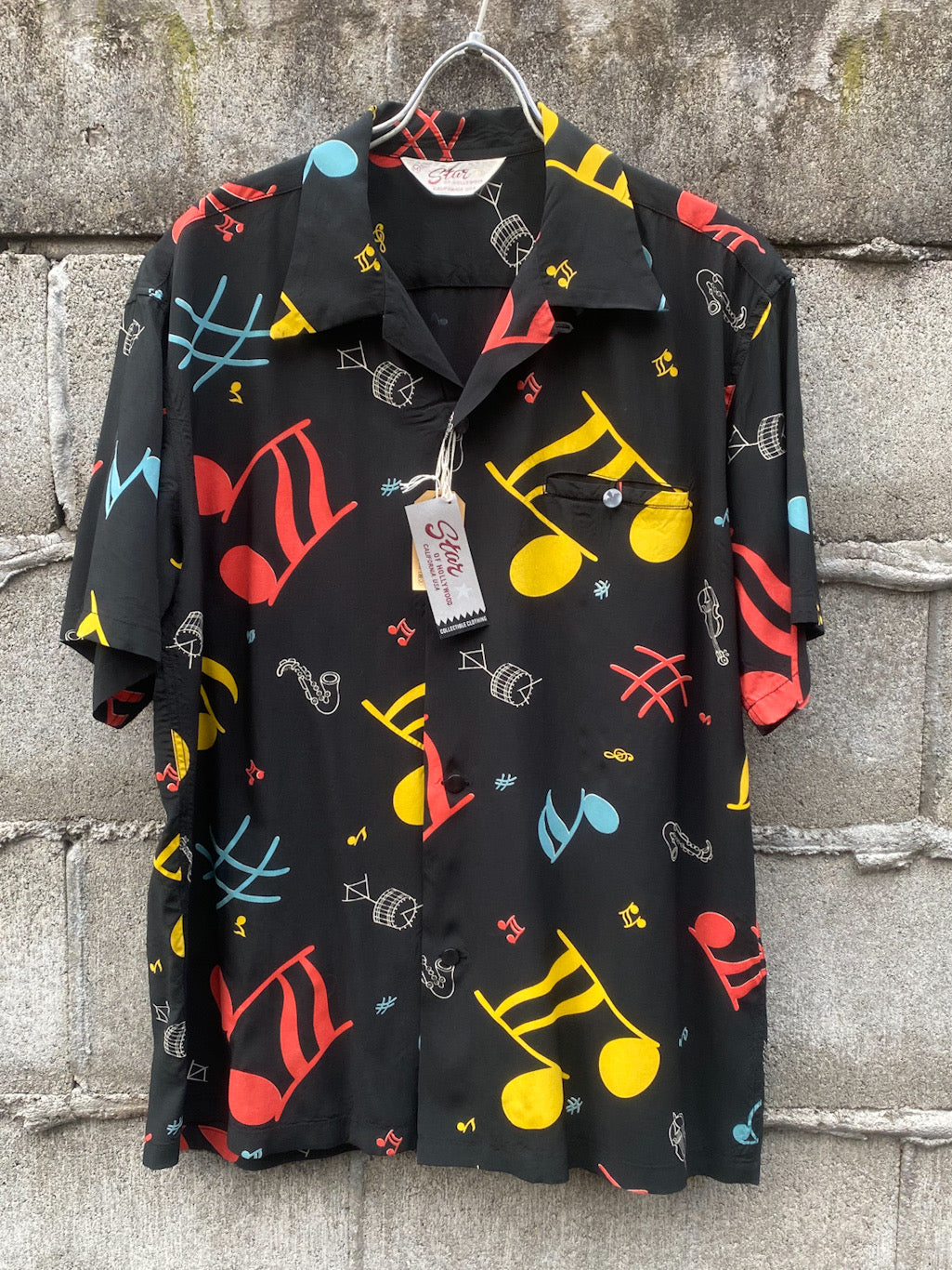 HIGH DENSITY RAYON S/S OPEN SHIRT - ROCKIN' NOTES -