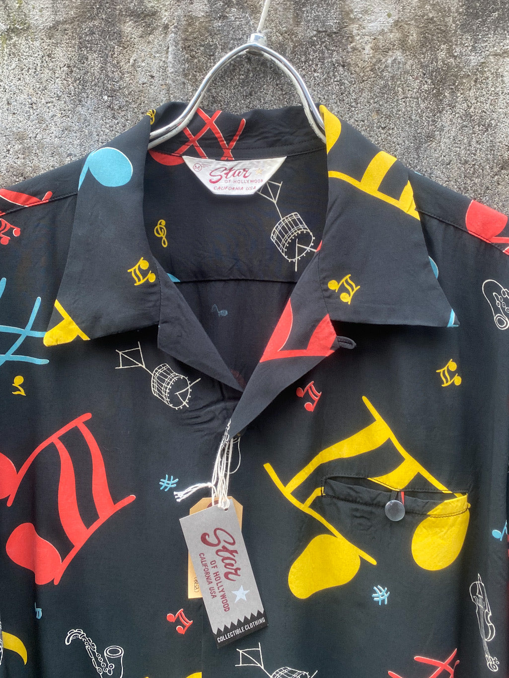 HIGH DENSITY RAYON S/S OPEN SHIRT - ROCKIN' NOTES -