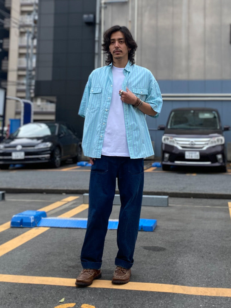 ストライプショートスリーブワークシャツ