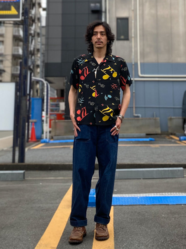 HIGH DENSITY RAYON S/S OPEN SHIRT - ROCKIN' NOTES -