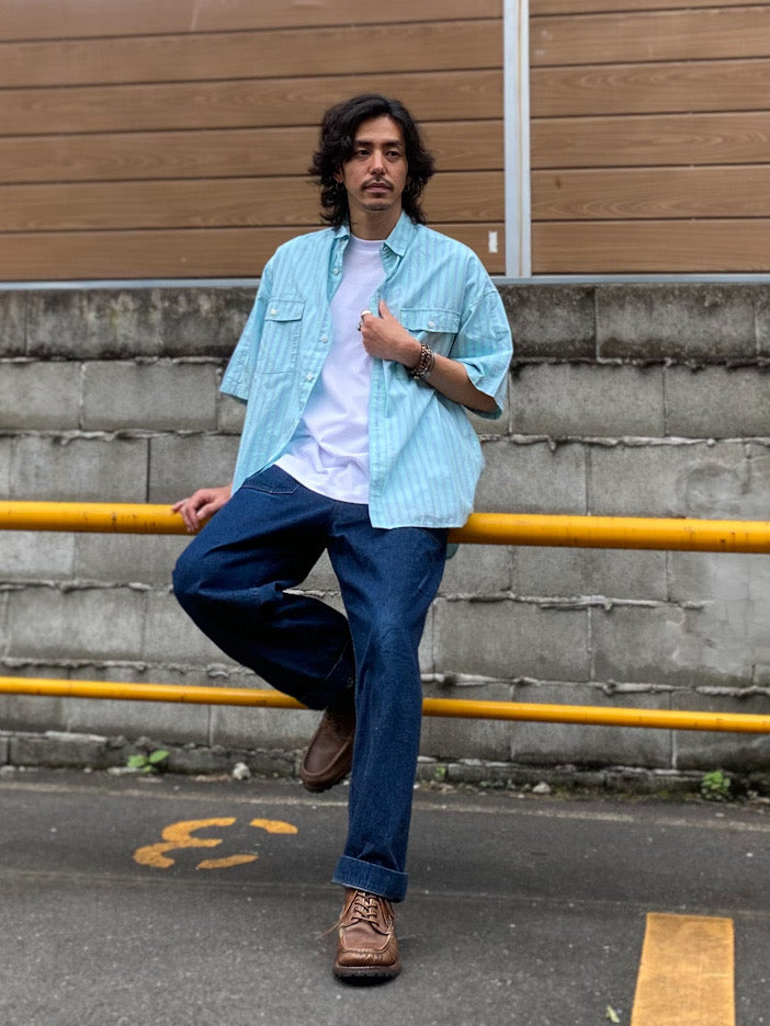 ストライプショートスリーブワークシャツ