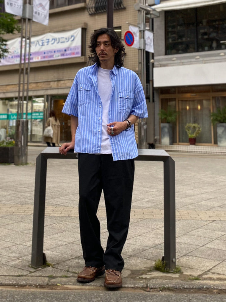 ストライプショートスリーブワークシャツ