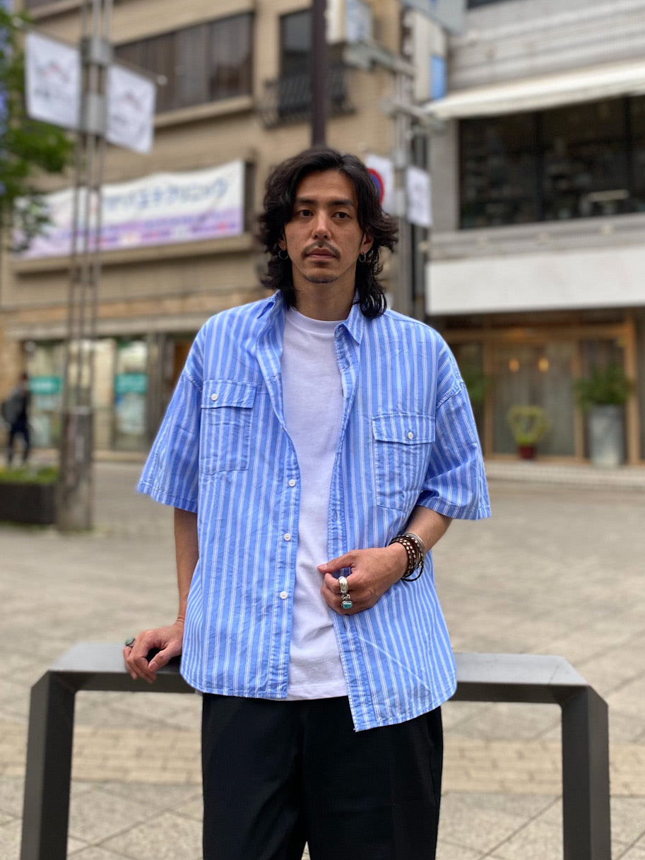 ストライプショートスリーブワークシャツ