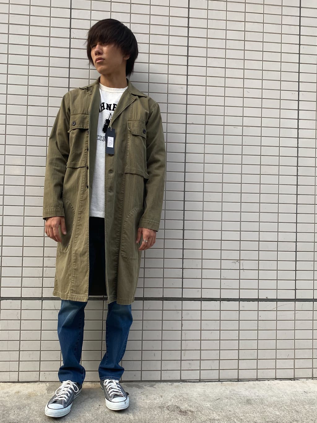 ヘリンボーンツイルロングコート