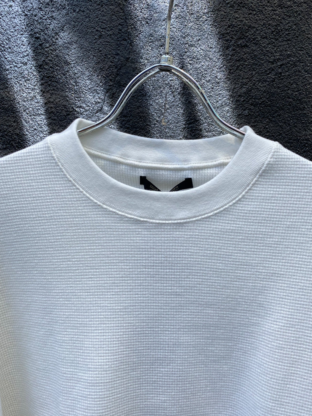 切り替えワッフルロングスリーブT White