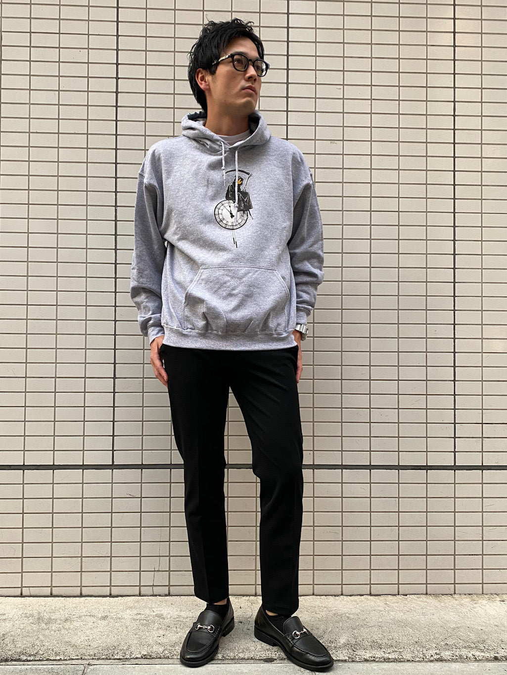バンクシープリントパーカー