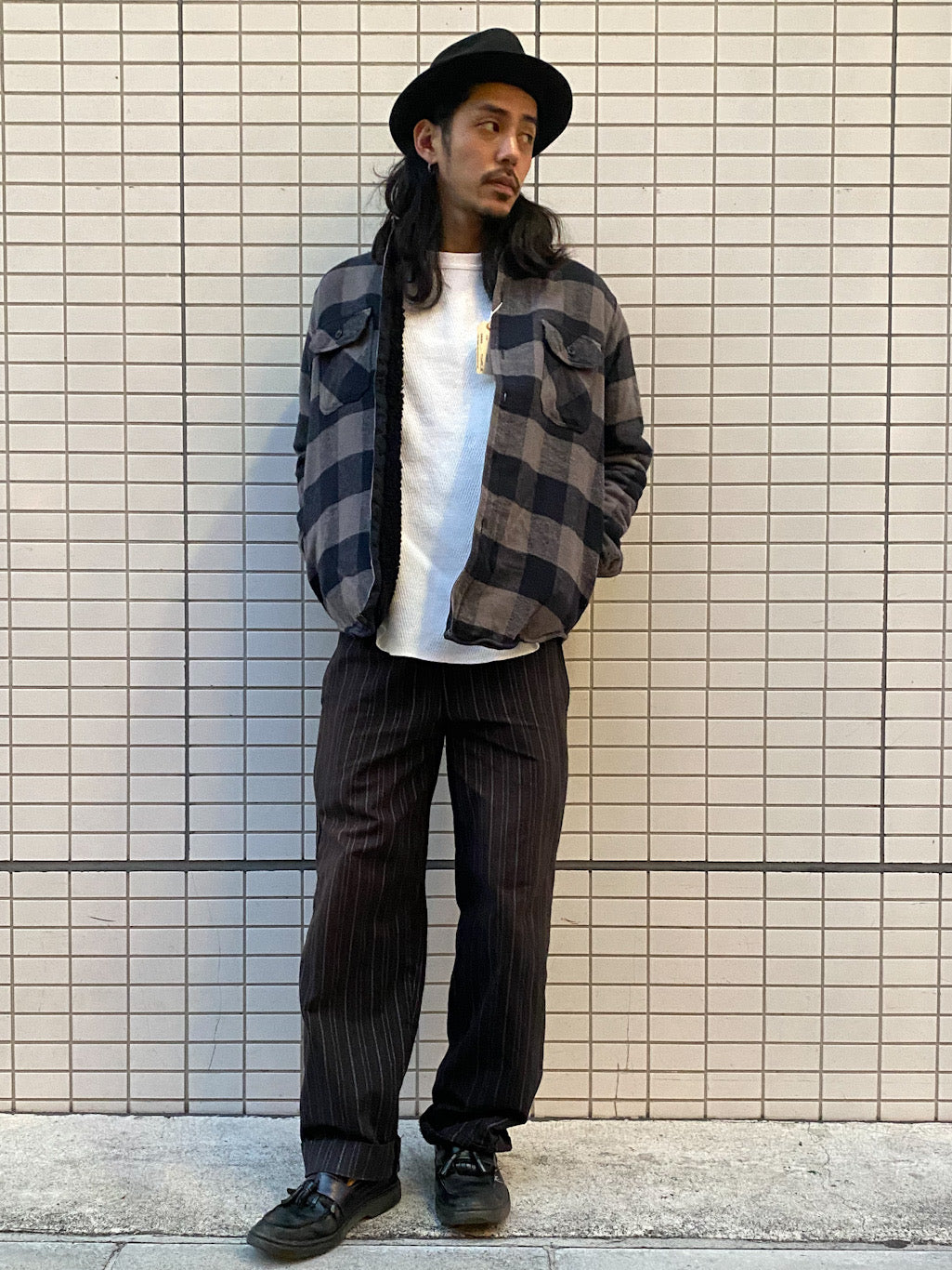 ツイルチェックC.P.O ボアシャツジャケット
