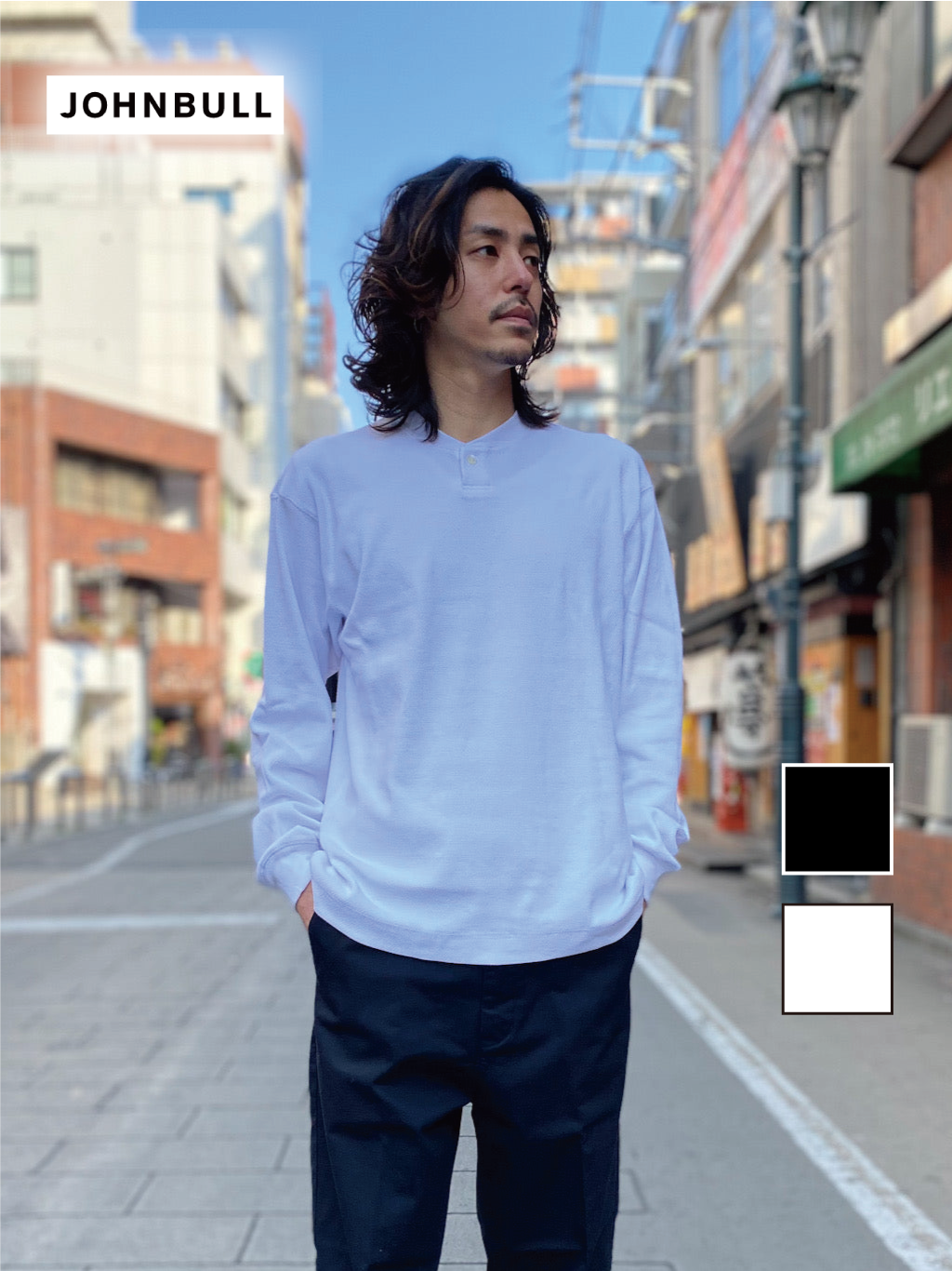 ワッフルヘンリーロングスリーブTシャツ