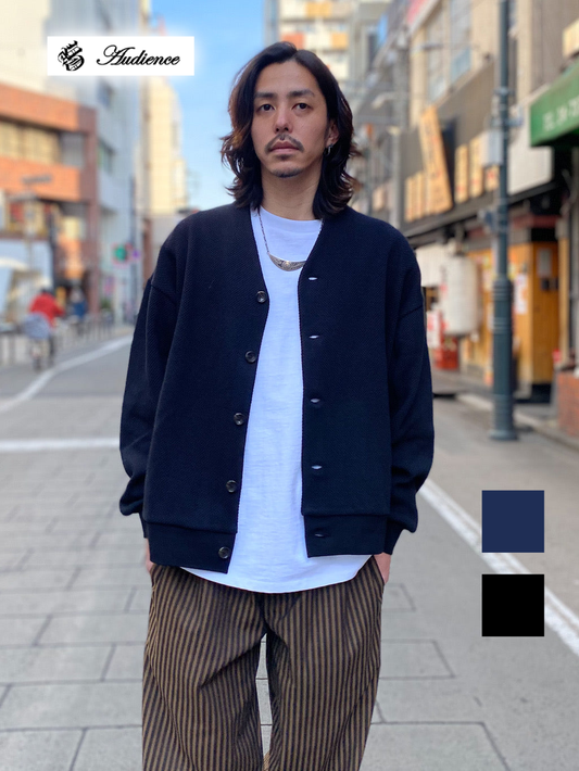 ローゲージストレッチ カノコダブルフェイス(15オンス)カーディガン