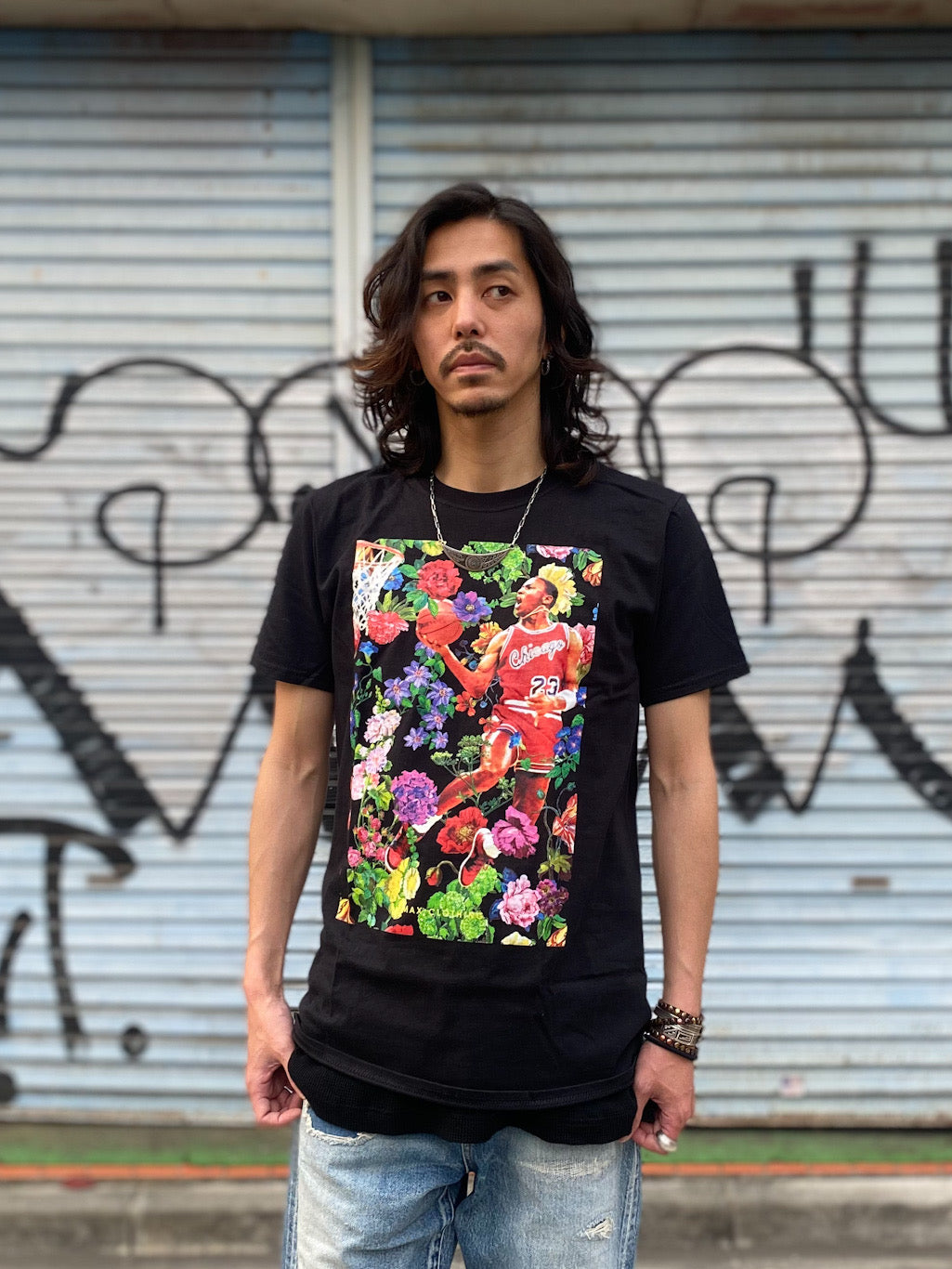 ジョーダンフラワーグラフィックTシャツ
