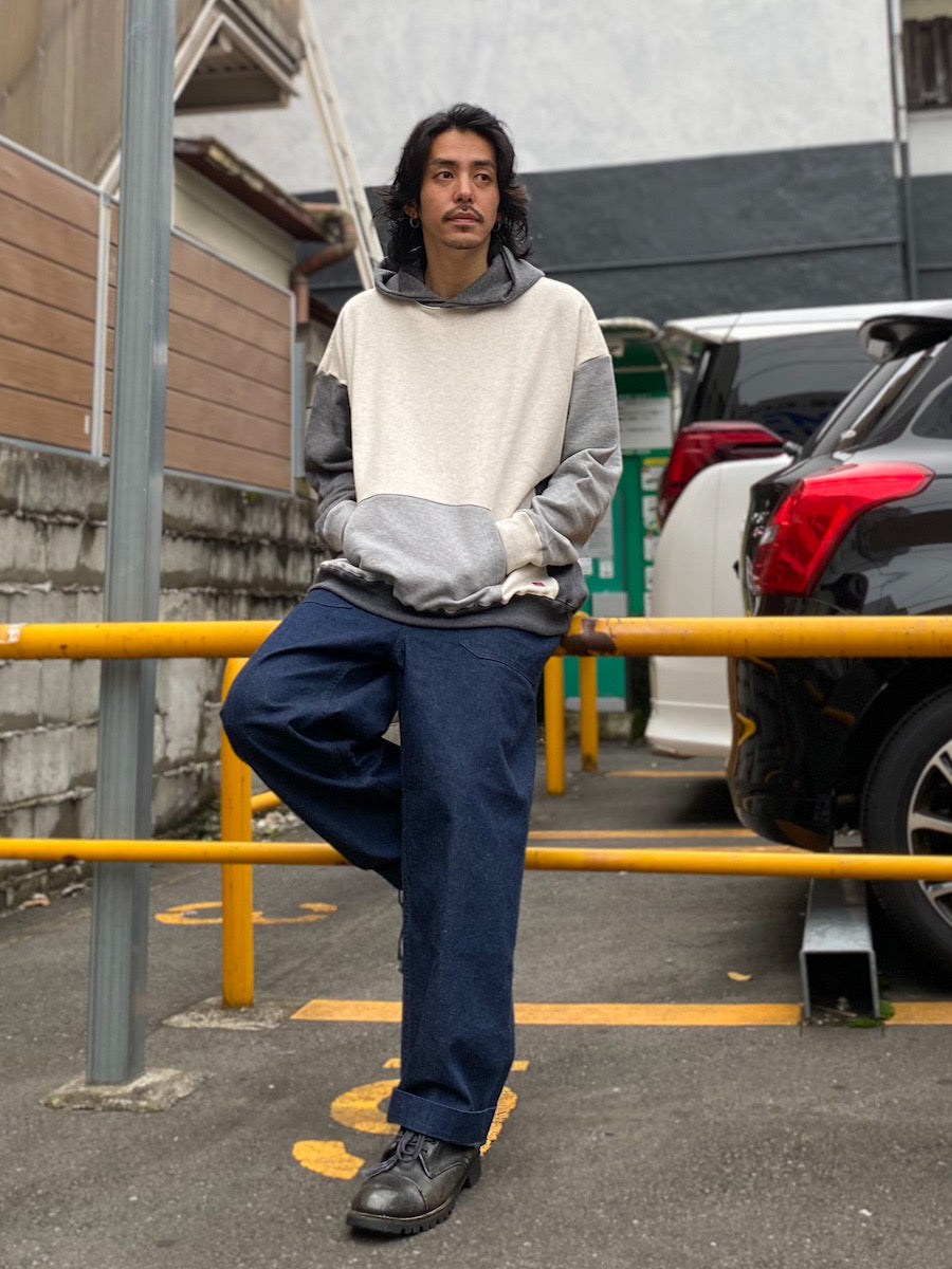 USA cotton crazy pattern wide p/o hoodie