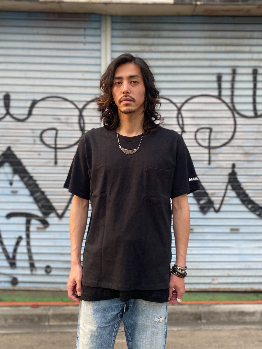 ポケット付きTシャツ MAHALO