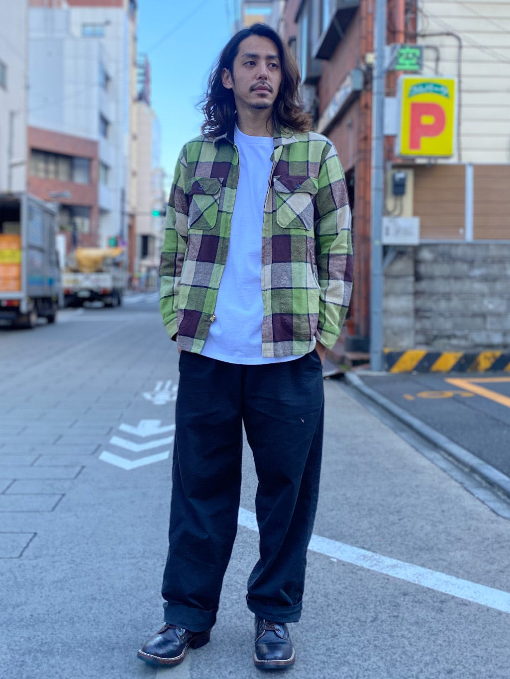 8.5oz. WINDOW CHECK ZIP SHIRT