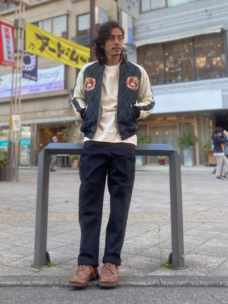 ベロア×キルトサテンスカジャン BLACK EAGLE × JAPAN MAP
