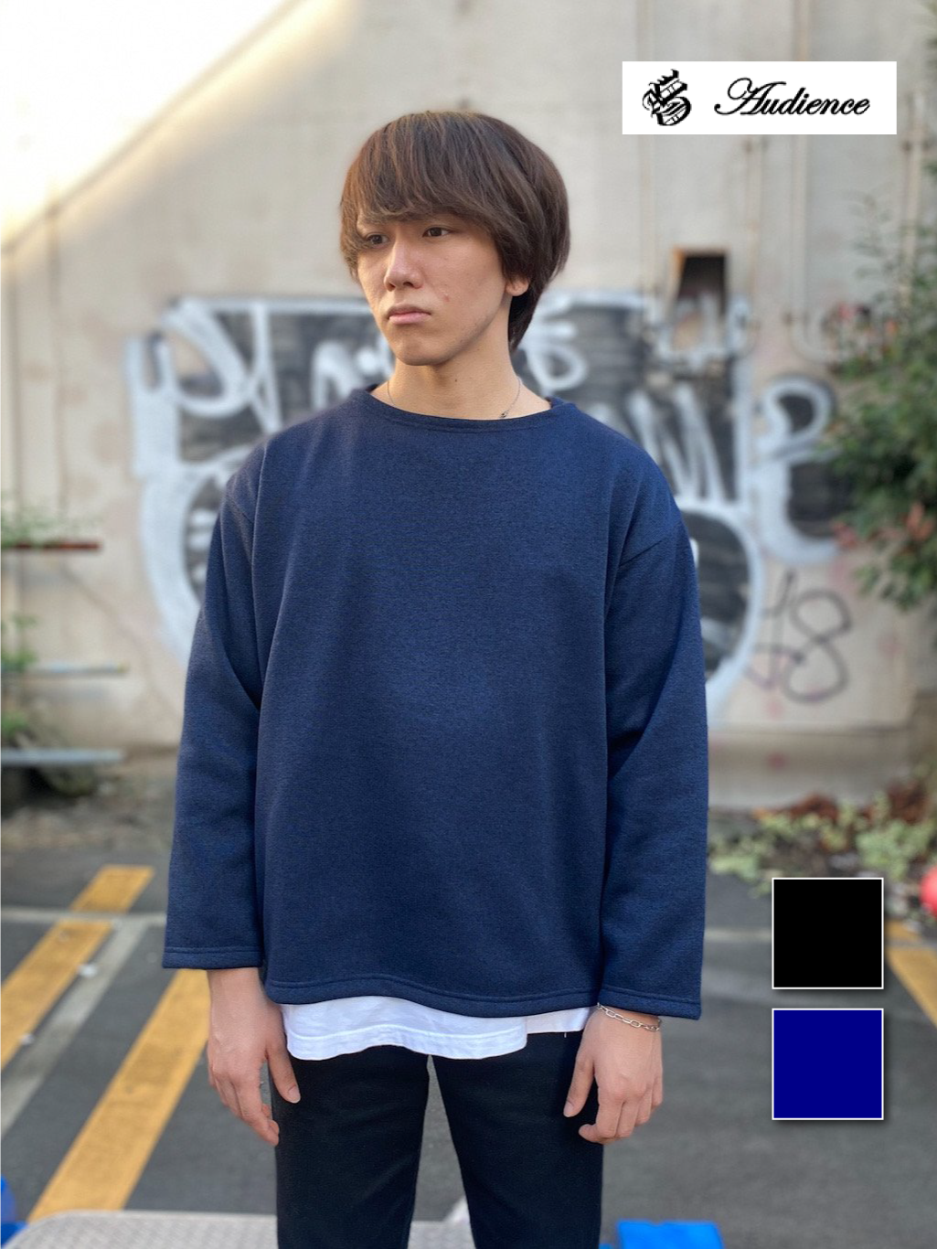 セーターフリース レイヤード ボクシー ボー トネック