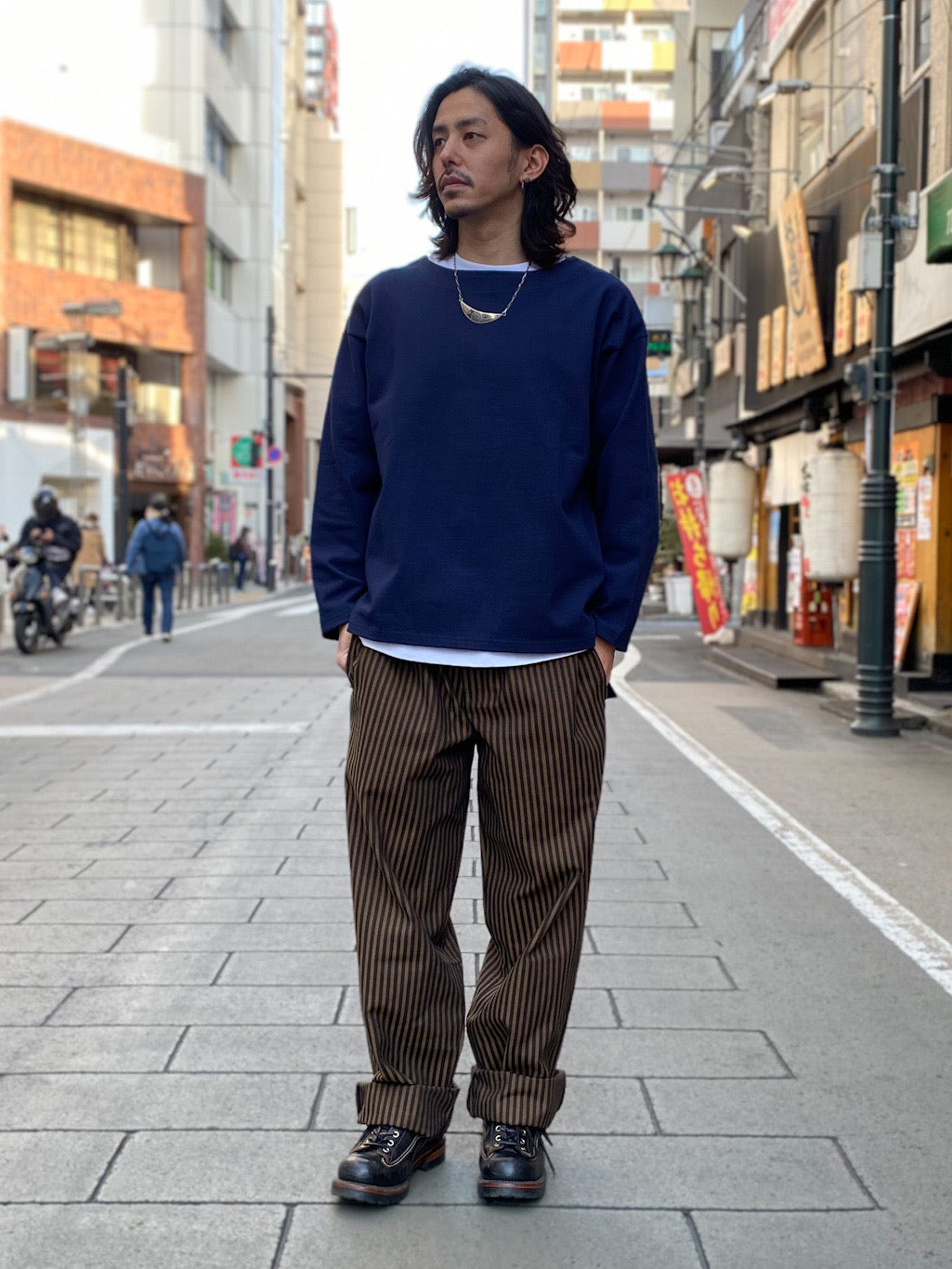Basque10オンス(バスク天竺)フレンチボーダー ボートネック BOX Tee